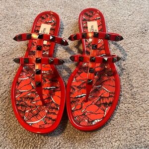 Valentino Garavani | Rockstud Jelly Thong Sandals - Lipstick Color NWT